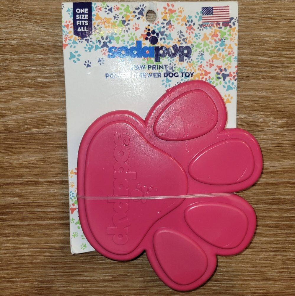 SodaPup Paw Print Power Chewer Dog Toy Pink New